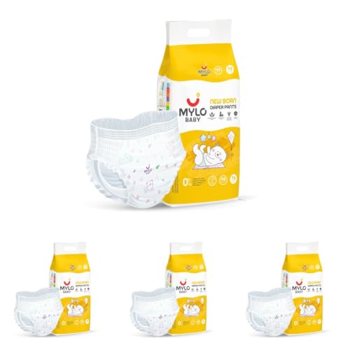 Image of Mylo Baby Diaper Pants Newborn (NB) Size Upto 5 kg Babies Leak Proof | Lightweight | Rash Free | Upto 12 Hours Protection | ADL Technology | with Zinc Oxide Layer (New Born Pants, 78, count)
