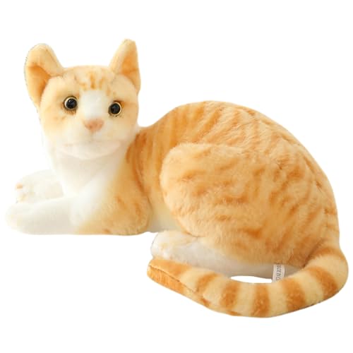 Peluche de gato realista naranja que acompaña tus mejores sueños