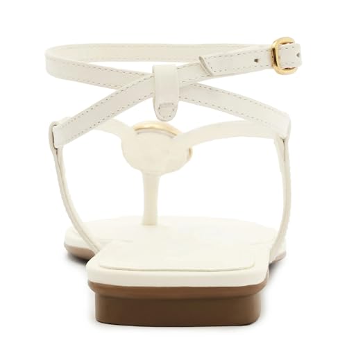 Womens Strappy Flat Sandals Comfortable Open Square Toe Sandal Ankle Strap Thong Sandals Summer Shoes Dressy Beach3