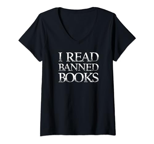 Mujer Leí libros prohibidos para los amantes de la lectura de libros Semana del libro prohibida Camiseta Cuello V