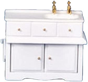Melody Jane Dollhouse White Wood Sink Unit with Towel Rail Miniature Kitchen Furniture