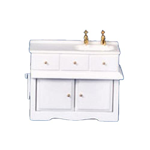 Melody Jane Dollhouse White Wood Sink Unit with Towel Rail Miniature Kitchen Furniture