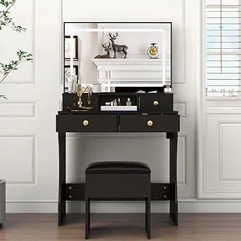 Ozone Furniture Engineering Wood Make up Table with Mirror and Light-picture-25