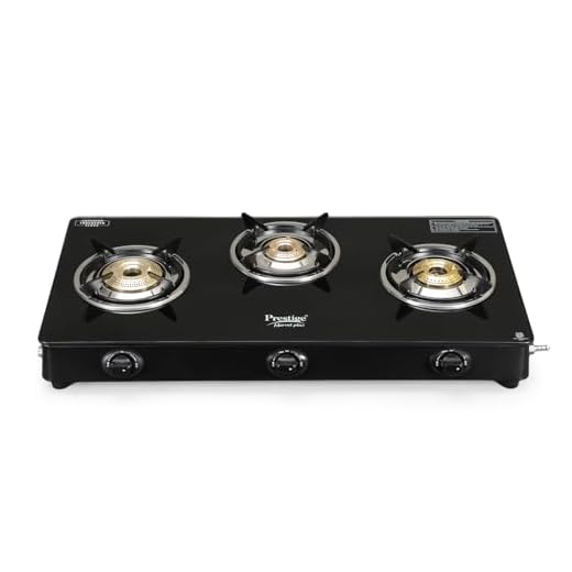 Prestige Marvel Plus Auto Ignition 3 Burner Glass Top Gas Stove, GTM 03 AI, Black