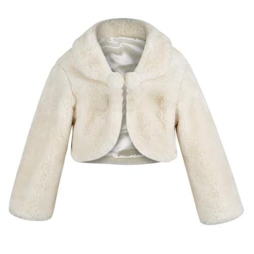 Sk Studio SK-PJ-0002-2-3-L Girls Princess Faux Fur Flower Bolero Shrug Party Wedding Dress Up Champagne cover
