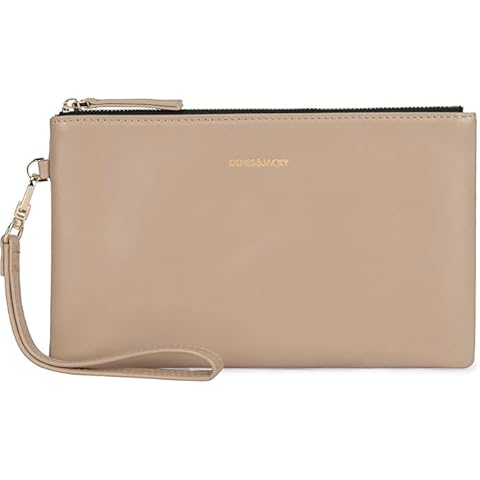 Doris&Jacky Goatskin Leather Wristlet Clutch Wallet Cute Small Pouch Bag Cover