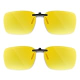 Each Cool Night Vision Clip-On Glasses, 2-Pack Polarized Yellow Lens for Night Driving, Clip-On Over Glasses, Headlight Glare Comfort, UV400