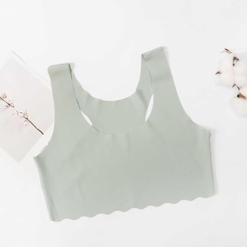 Underwear Girls Set Crop Top Bra Girls Seamless Sports Bra Training White Teen Bra Camisole Style Lightweight Seamless Children's Underwear Set Girls (B M)2