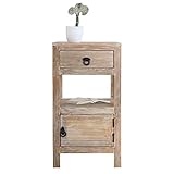 FATTO A MANO - OGNI PEZZO È UNICO! Il tavolino in legno massello di WOMO-Design è un mobile nobile per ogni ambiente. Con il suo aspetto shabby chic, questo tavolo emana un tocco rustico nel tuo ambiente di vita. Il tavolo offre spazio sufficiente con due ripiani, un cassetto e uno scomparto più grande con serratura. Grazie agli accenti neri sui manici, il legno massello di mango si armonizza molto bene con gli elementi metallici.