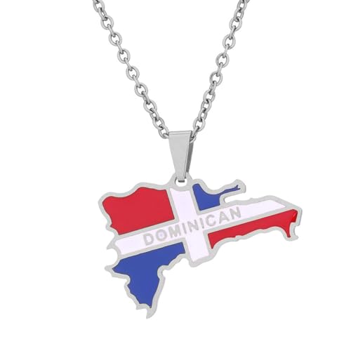 For Dominican Republic Stainless Steel Map Pendant Necklaces Map Jewelry Gold Color Items for Bridal Women Man Party Gifts Earri