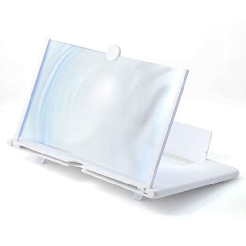 【coco iine】スマホスクリーン拡大鏡 10インチ 12インチ 14インチ 白 赤 黒 スマホ 拡大鏡 スクリーンアンプ ルーペスタンド スマートフォン用ズームスクリーン 画面拡大 拡大レンズ (14インチ, ホワイト)