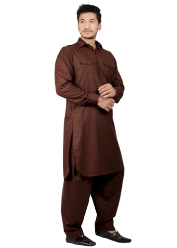 Image of K-ROYALS Full Pathani Suit for Mens /Cotton Blend Pathani kurta payjama set for mens