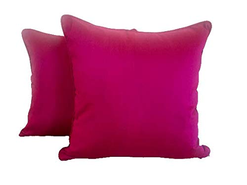 TARA- Sparkling Homes Reversible Cotton Silk Cushion Cover - 16 X 16 Inch, Burgundy Bliss, Set of 2