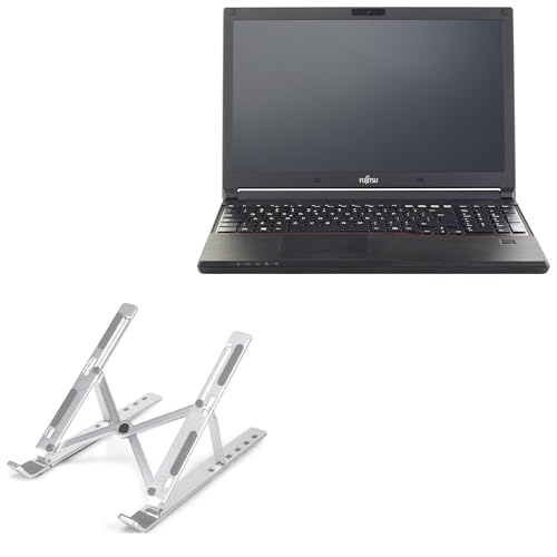 BoxWave Stand and Mount Compatible with Fujitsu LifeBook E5 (15.6) - Compact QuickSwitch Laptop Stand, Portable Multi Angle Viewing Foldable Riser - Metallic Silver