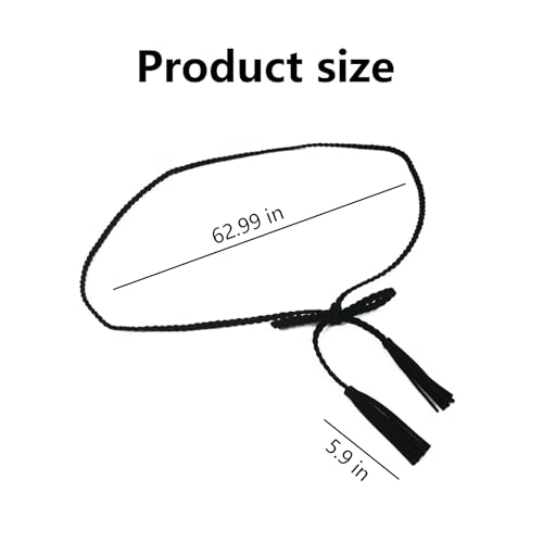 Women’s Black Rope Belt with Tassel Long Leather Tie Belts for Dresses and Skirts Crochet String Waist Chain Belt Fashion Fabric Accessory for Women’s Hot Dress Styles Skinny and Stylish Waistwear2