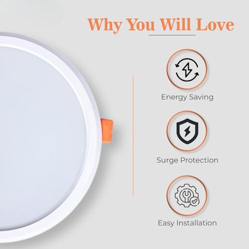 Image of 22W Recessed Round LED Panel Light | Trimless Slim Design | Polycarbonate Downlight for Home & Office False Ceiling Roof, Surface Light | Cool White, White Finish | Pack of 4
