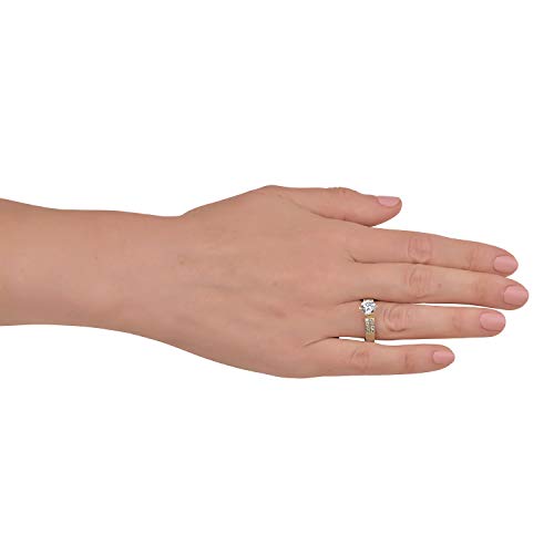 AVORA 10K Yellow Gold 1 Carat Simulated Diamond CZ Anniversary Bridal Engagement Wedding Band Ring3