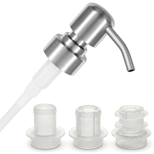 ALTGLAS Seifenspender Pumpkopf \'Zagreb\' - Edelstahl Aufsatz mit Set aus 3 Dichtungsringen für 18-23mm Flaschen - Upcycling Pump Spender aus Flaschen Bauen, z.B. Hendrick\'s, Monkey (Silber Gebürstet)
