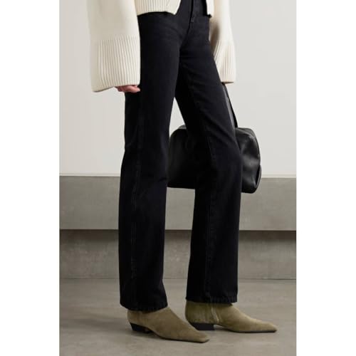 Maiyang Women Square Toe Low Chunky Heel Ankle Booties Fashion Side Zipper Flat Short Boots Daily Office Party Formal Shoes Size 4-16 US4