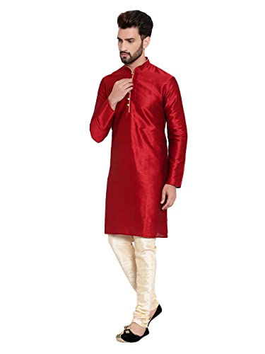 Image of HUZUR Mens Silk 6 Loop Kurta Pajama