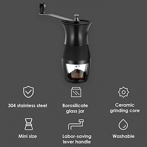 XinQt Manuelle Kaffeebohnenschleifer Tragbare Hand Kurbel Kaffeeschleifer mit Keramik Grat Hand Kaffeemühle for Büro… – Bild 4
