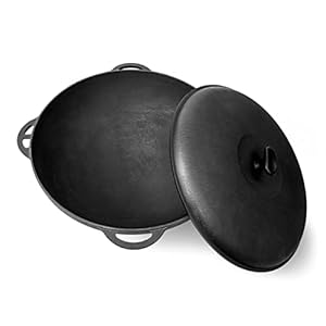 Dutch Oven Pot with Lid 12.5 Quarts (12 L) – Cast Iron Dutch Oven – Cast Iron Cookware Set – Uzbek Kazan Cast Iron – Premium Camping Cookware