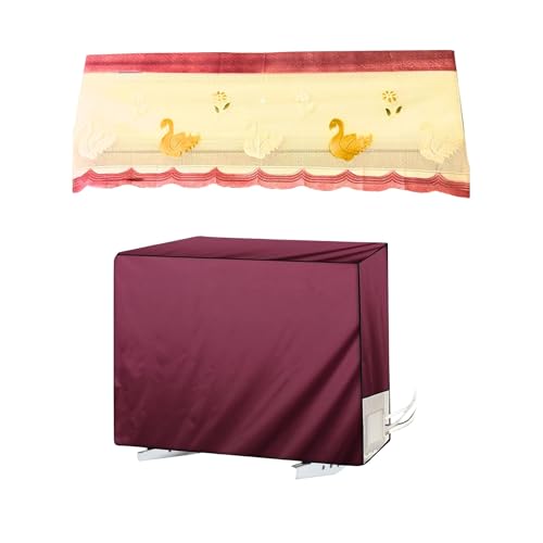 Image of Printed AC Cover for Split AC 2 Ton Set - Digital Print AC Cover Indoor Outdoor Waterproof - Split AC Cover Cotton Net Designer (Peach)