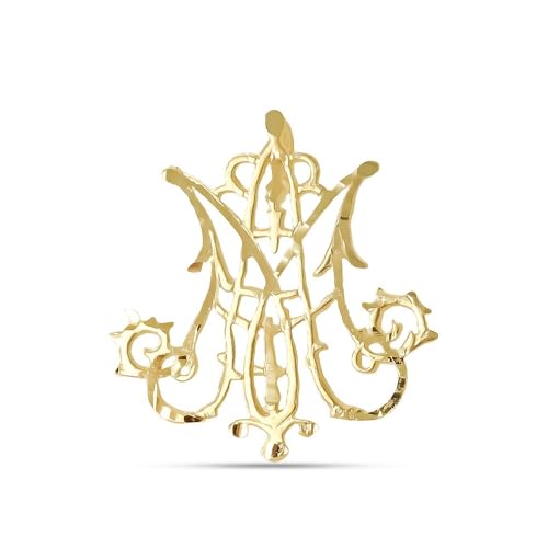 Inmaculada Romero IR Ave María Anagrama Mariano Colgante Insignia Plata Ley 925m macizo 30mm. chapado oro