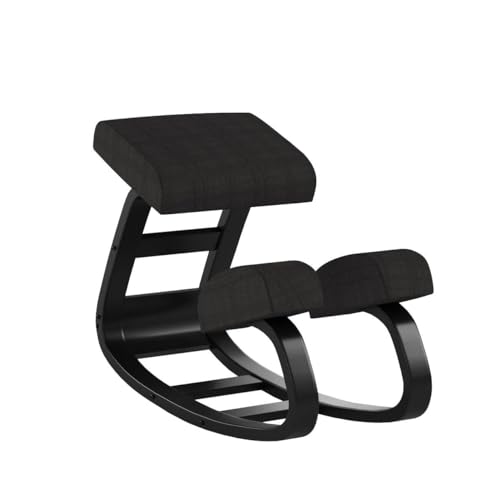 SLEEKFORM Ergonomic Kneeling Chair - Rocking Balancing Wood Knee Stool | Posture Correcting for Bad Backs, Neck Pain & Spine Tension Relief | Orthopedic Balance Seat & Thick Comfortable Knees Cushions