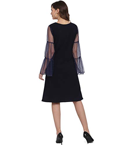 Image of OOMPH! Women's Western & Fusion wear Net A-Line Knee-Long Dress