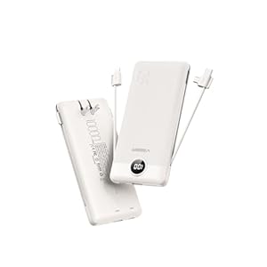 VEGER Portable Charger for iPhone with Built in Cables and Wall Plug, 10000mah Slim Fast Charging USB C Power Bank, Travel Essential Battery Pack Compatible with iPhone, iPad, Samsung etc(Coffee)