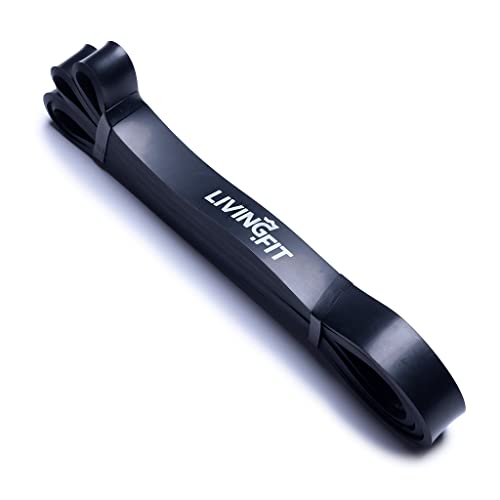 Living.Fit Stretching Resistance Band, 30-60 Lb Resistance, Extra Strength, Mobility, Stretching, Powerlifting Bands, Pull Up Assist, Therapy Band, Home Exercise, (Black, 30-60Lb Resistance)