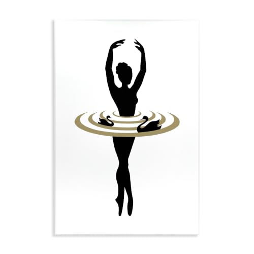 Stupell Industries Simple Ballet Ballerina Swan Dance Silhouette, Design by Atelier Posters, White, 13 x 19