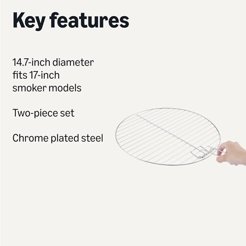 Image of Amazon Basics Replacement Cooking Grate for 16 Inch Charcoal Grill, Chrome Plated Steel Round Grilling Rack Grid, 14.7 inch, 2-Pack, Silver
