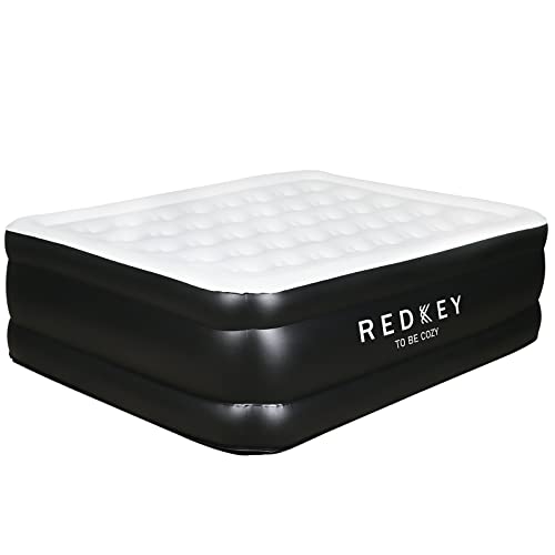 REDKEY Queen Air Mattress with Built in Pump, Inflatable Mattress 2 Mins Fast Inflation,with Waterproof Cozy Flocked Top and Portable Bag for Camping, Home,Travel,550lb MAX(80x60x18in,White Black) REDKEY Queen Air Mattress with Built in Pump, Inflatable Mattress 2 Mins Fast Inflation,with Waterproof Cozy Flocked Top and Portable Bag for Camping, Home,Travel,550lb MAX(80x60x18in,White Black)