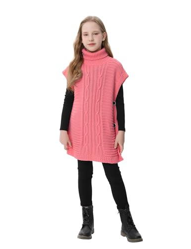 GERU Girls Casual Loose Knit Sweater Vest Fall Winter Turtleneck Sleeveless Tank Tops for Toddler Baby Girls 3-12 Years3