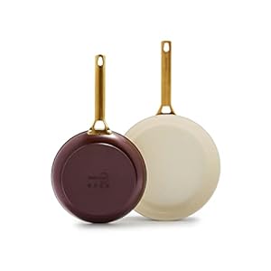GreenPan Padova Hard Anodized Healthy Ceramic Nonstick, 10″ and 12″ Frying Pan Skillet Set, PFAS-Free, Induction, Dishwasher Safe, Truffle Brown