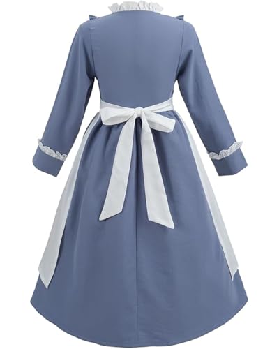Disfraz Colonial para Niñas Manga Larga Azul miniatura 3