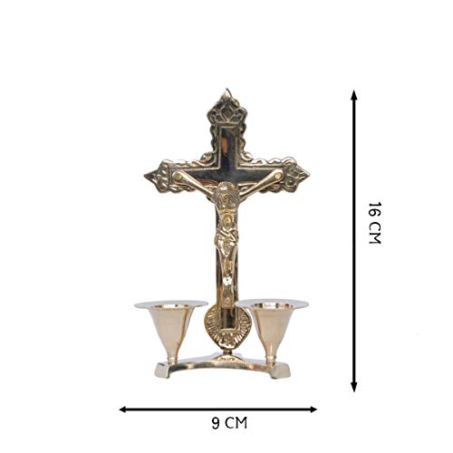 MF Handicrafts Candlestick Christian Cross Jesus Christ Statue in