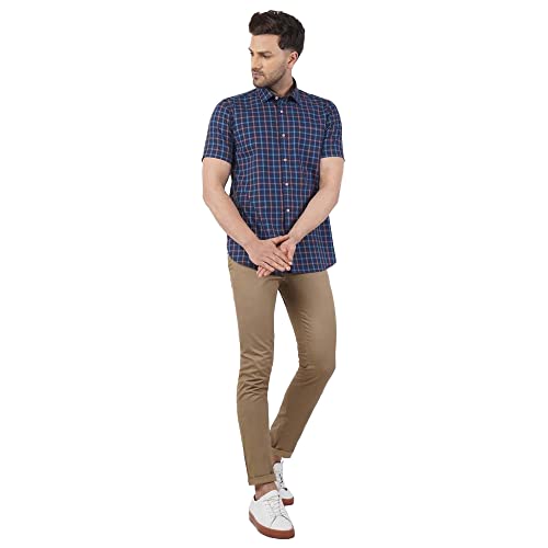 Image of blackberrys Checks Cotton Slim Fit Mens Casual Shirt