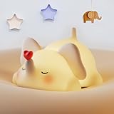 Little Loving Elephant Cute Night Light, 3-Level Dimmable Soft Light, Timed, Rechargeable, Silicone Bedside Touch Lamp, Creates a Cozy Ambiance, Ideal Decoration and Gift for Girls, Women, and Kids
