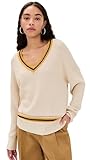 rag & bone Women's Meghan V Neck, Ivory, Tan, XL