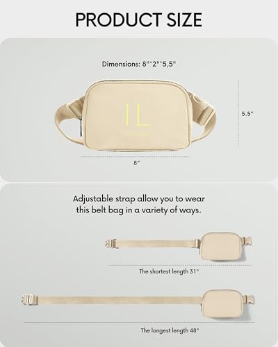 Image of ODODOS Unisex Mini Belt Bag with Adjustable Strap Small Fanny Pack for Workout Running Traveling Hiking, Ivory