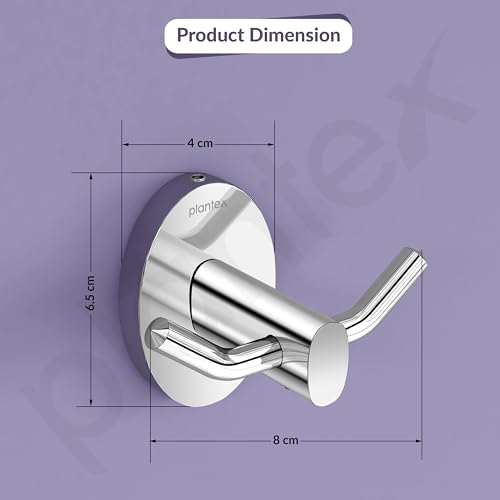 Image of Plantex 304 Grade Stainless Steel Hooks for Hanging Clothes and Towels in Bathroom /Living Room /Bathroom Accessories - Olive (Chrome)