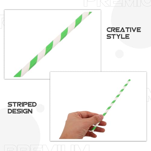 100 pitillos de papel rayados verdes miniatura 3