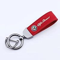 Portachiavi In Pelle Scamosciata Per Alfa Romeo - Con Logo Stelvio, 4C, Mito, Giulietta, Nero - Foto 5