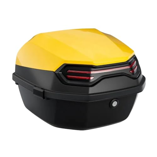 Aoasious バイク リアボックス 35L トップケース 着脱可能 大容量 ヘルメット収納 フルフェイス対応 原付・スクーター・汎用 マットブラック 通勤通学・ツーリング向け 防水 ロック付き 取り付け簡単 (35L シングルトランク,イエロー)