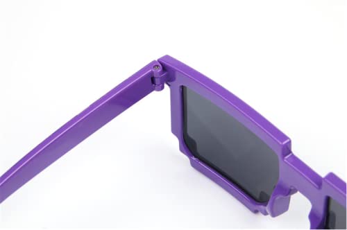 Image of DC DECORIO Thug Life Sunglasses Pixel Gangsta Life Funny Novelty Shades With Box Packing (Black) (CHECK-PURPLE)