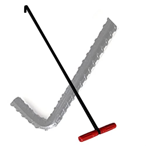 WDJBPSH 17 25 33 inch Lenght Manhole Cover Hook, Protable Steel Tool Lifter for Drain Cover/Grates/Shutter Doors, Lids Pullers with Red Handle (Color : ligjt Grey, Size : Length 45cm/17.7in)