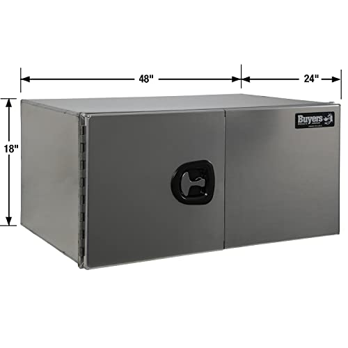 Image of Buyers Products 1705425 Silver Pro Series Smooth Aluminum Underbody Truck Box with Barn Door, 18x24x48 Inch, Durable Vehicle Tool Box For Storage and Organization